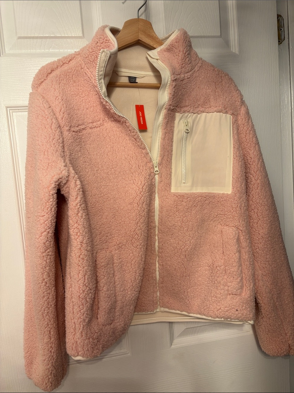 Joe fresh Women's Pink Sherpa Zip-Up Jacket